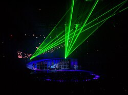 A laser show above the band
