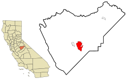 Location in Mariposa County and the state of California