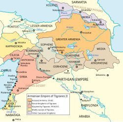 The map above includes Osroene as a tributary kingdom of the Armenian Empire under Tigranes the Great.
