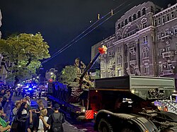 A tank with flowers in the muzzle in Rostov-on-Don during the Wagner Group rebellion against the Russian government.