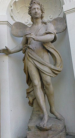 Statue of Zephyrus in Łazienki Park, Poland.