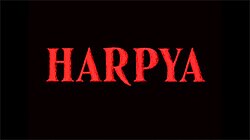 The word harpya in red capital letters against a black background.