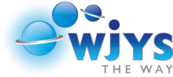 Three glossy spheres, two with silver rings, next to bold blue text reading "WJYS", with the J having a dot above it, with "The Way" as a subheading in silver below.