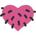Pink heart symbol with short hairs