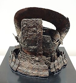 Kofun period armour, made of iron plate sewn with leather strings. 5th century Japan. Tokyo National Museum.