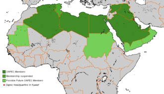 A map of OAPEC Members and their status