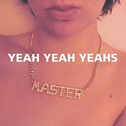 A close-up of a woman from her mouth to her shoulders, wearing a golden necklace that reads "Master" in all uppercase letters