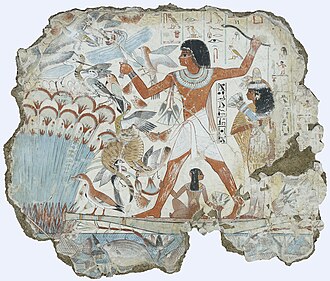Fresco which depicts Nebamun hunting birds; c. 1350 BC