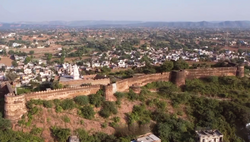 An aerial view of Bansur Fort in Bansur, Kotputli-Behror district, Rajasthan