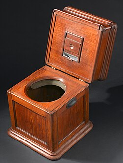 19th century heavy wooden toilet commode