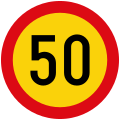 Alternative Vienna Convention sign with an amber background used in few countries, such as Sweden, Finland and Iceland