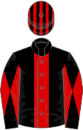 Black, red stripe, diabolo on sleeves, striped cap