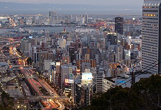 View of Sannomiya from Shin-Kobe Station (2009)
