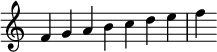 {
\override Score.TimeSignature #'stencil = ##f
\relative c' {
\clef treble
\time 7/4 f4 g a b c d e f
} }