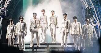 Ateez in 2024 L–R: Yunho, Seonghwa, San, Yeosang, Hongjoong, Wooyoung, Jongho, and Mingi