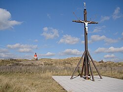 Sailors' Calvary with remains of the Nazi coastal defences behind