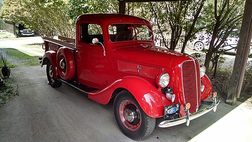 1937 Ford pickup with V8 engine