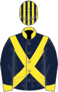 Dark Blue, Yellow cross belts, collar and cuffs, striped cap