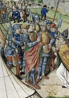 Soldiers with various polearms including a fauchard and glaive