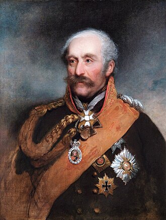 Field Marshal Blücher wearing the 1813 Grand Cross of the Iron Cross (around his neck), and the Star (on his chest)