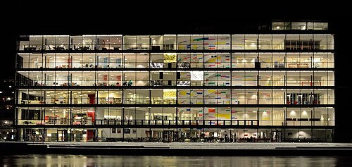 Nightscape of University and public library
