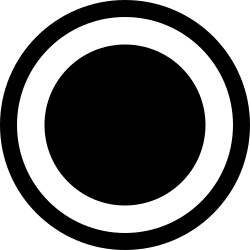 A black circle outline with a smaller, filled in black circle inside it.