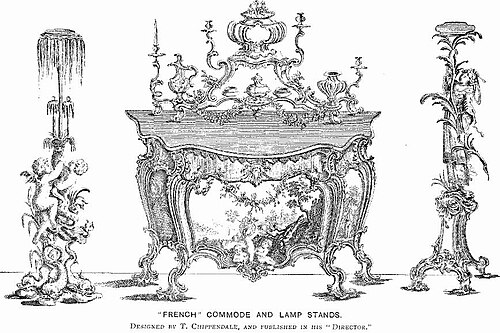 Design for Commode and lamp stands by Thomas Chippendale (1753–1754)