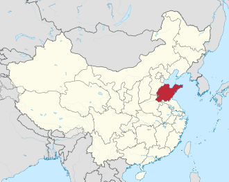Location of Shandong within China