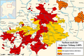 Ernestine (red) and Albertine (yellow) domains upon the Treaty of Leipzig (1485)