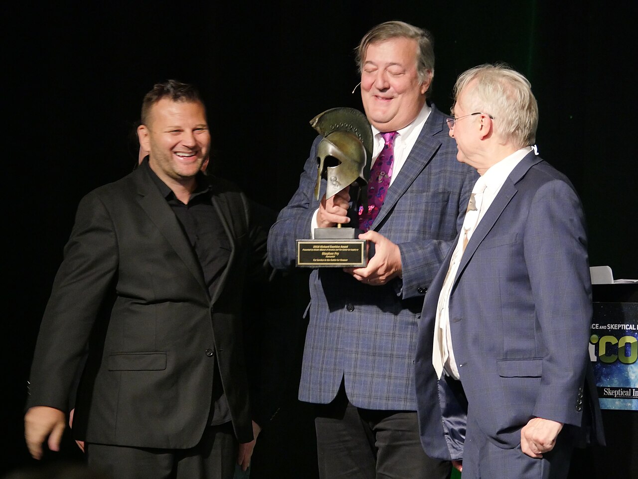CSICon 2018 Mark W. Gura & Richard Dawkins Present Stepehn Fry the 2018 Atheist Alliance Richard Dawkins Award.jpg