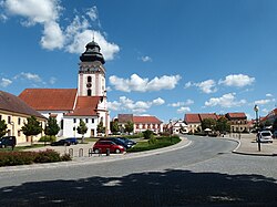 The square Náměstí T. G. Masaryka with the Church of Saint Matthew