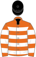 Orange and white hoops, black cap