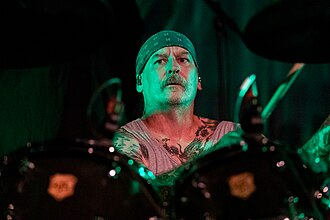 Witte performing with Municipal Waste in 2024