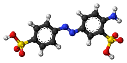 Ball-and-stick model of the Fast Yellow AB molecule