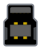A USB 3.0 Standard‑B receptacle: an 8-millimeter-square opening with chamfered upper corners and a narrower opening continuing upward 2 millimeters, and a plastic protrusion in the center of the larger section and a smaller plastic protrusion in the narrow section.
