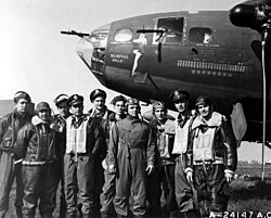 Boeing B-17 Flying Fortress Memphis Belle with victory markings signifying 25 bombing missions and 8 fighter kills.