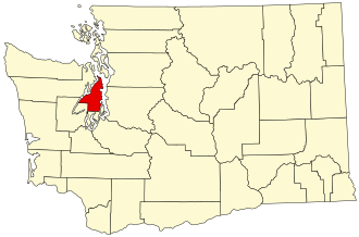 Map of Washington highlighting Kitsap County