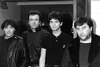 The Stranglers' classic line-up in 1985 From left: Dave Greenfield, Hugh Cornwell, Jean-Jacques Burnel and Jet Black