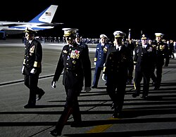 Members of the Joint Chiefs of Staff at Andrews Air Force Base during a funeral service ceremony for the late President Gerald Ford on 26 December 2006.