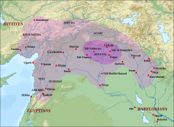 Kingdom of Mitanni at its greatest extent under Barattarna c. 1490 BC