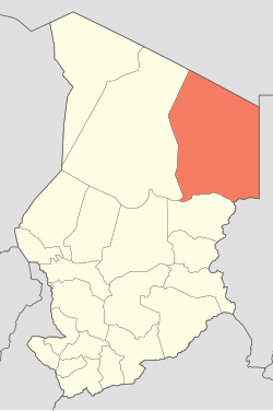 Map of Chad showing the former region of Ennedi.