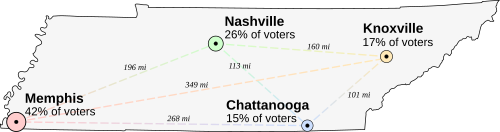 Map showing voting districts in Tennessee