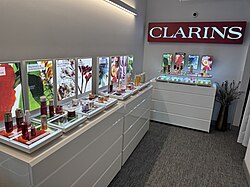 Clarins products on display at the company's US headquarters in New York City in 2025.