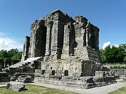 Central temple of the Martand Sun Temple built by Lalitaditya Muktapida.