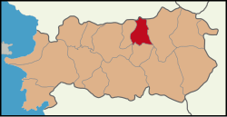 Map showing Sultanhisar District in Aydın Province