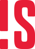 The letters "IS" in red on a transparent background, with the "I" stylized as an "I" on top of a "."
