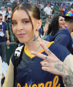 Young Miko at the 2025 All-Star Legends & Celebrity Softball Game