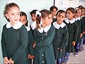 Schoolgirls in Gaza lining up for class, 2009