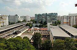 Aerial view of the town centre in 2025