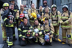 Firefighters from New Zealand and the United States standing together